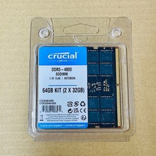Crucial 64GB 2x32GB DDR5-4800 SO-DIMM Laptop CT2K32G48C40S5 Unopened