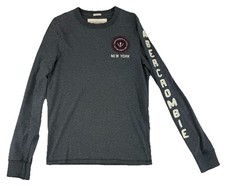 Abercrombie  Fitch Shirt Mens Medium Gray Long Sleeve Muscle New York Embroider