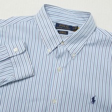 Polo Ralph Lauren Shirt Mens XL Blue Stripe Stretch Button Down Classic Fit
