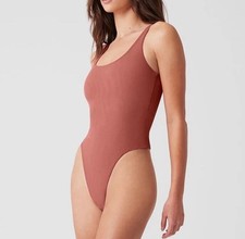 Alo Yoga Mesh Bodysuit Sheer Illusion Tank Womens Size Small Soft Terracotta