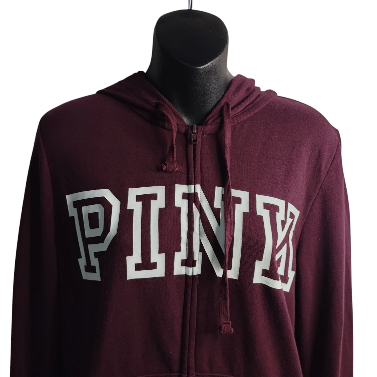 UNDERCOVER Giacca donna rosa Victoria’s Secret bordeaux full zip con cappuccio tasche taglia M