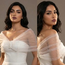 Bolero Topper Jacket for Bride Appliques Lace Beading Wedding Dress Off Shoulder