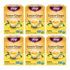 Yogi Tea - Lemon Ginger 6 Pack - Supports Healthy Digestion - 96 Tea Bags
