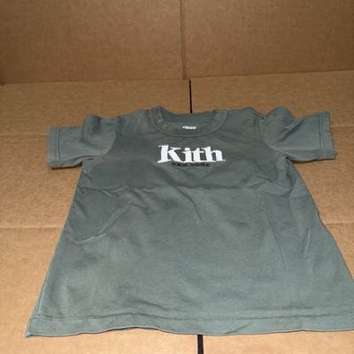 Kith Kids Childrens Short Sleeve Logo Tee Shirt Green Cotton Size 6 Preowned