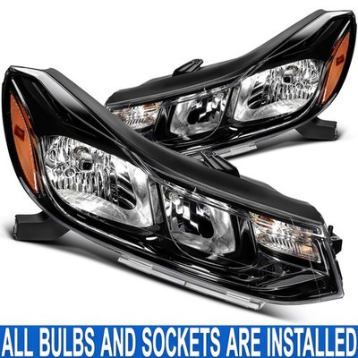 PAIR/SET Black Amber Headlight Assembly W/ Bulbs For Chevrolet Trax LS 2017-2022