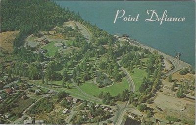 Chrome Postcard Tacoma Washington US Aerial View Point Defiance Park
