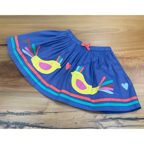 NEW Mini Boden Love Bird Appliqué Skirt Blue 5 - 6 y - Picture 5 of 8