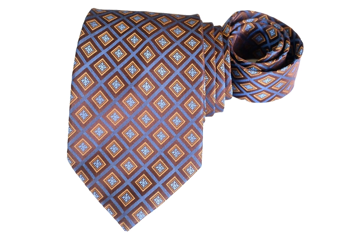 Cravate Homme Henry Jacobson Soie Beige Pêche – Fait Main, Large, Motif Carreaux