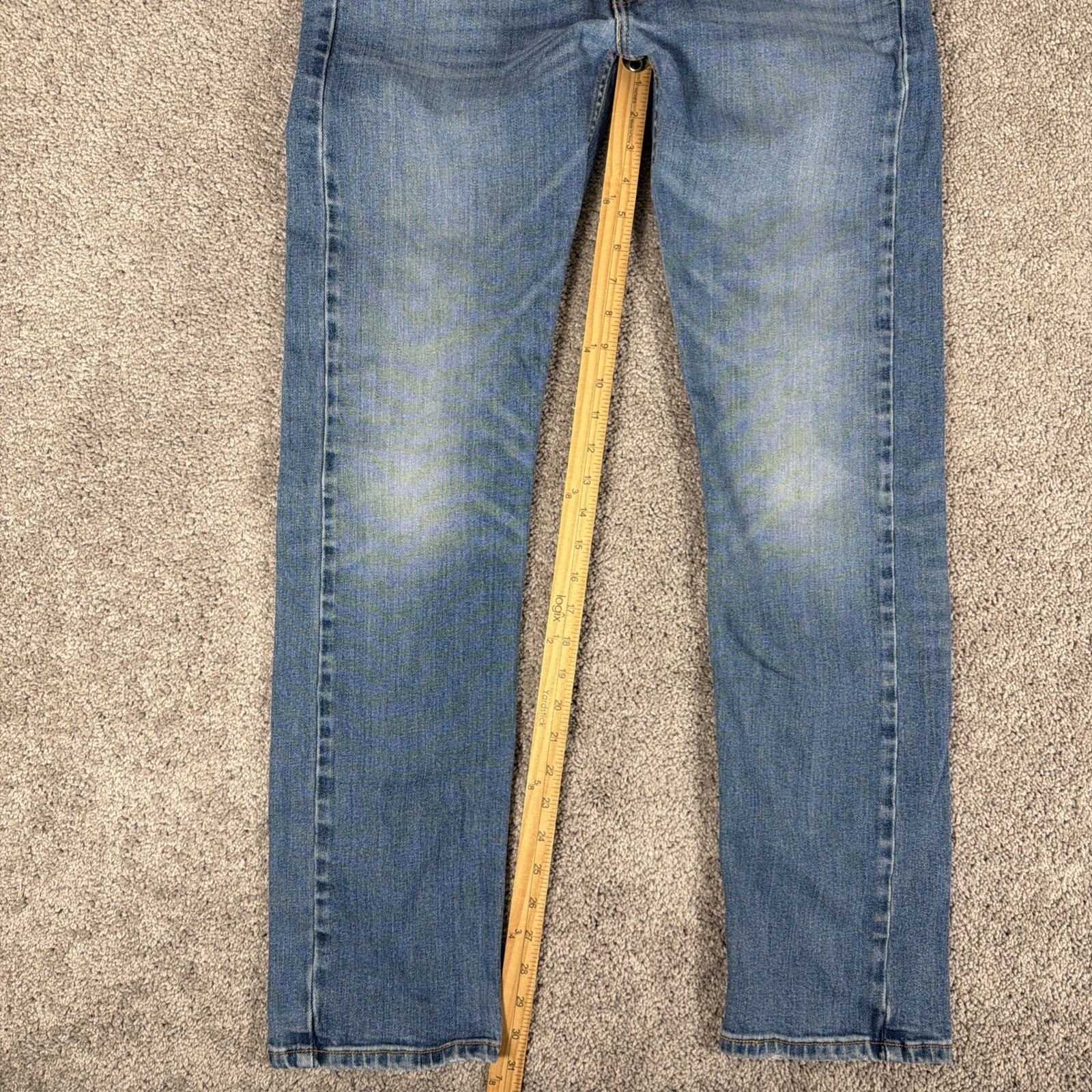 Levis 513 Jeans Mens 33x32 Whiskered Blue Denim Slim Straight Normcore Preppy thumbnail 7