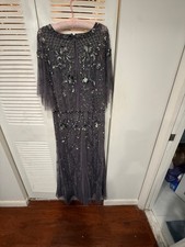 Adriannna Papell Size 10 MoonScape Beaded Cape Sleeve Gown