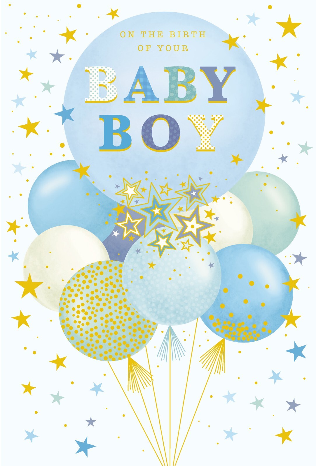 Birth Baby Boy Card Balloons Foil Finish New Baby Lovely Verse