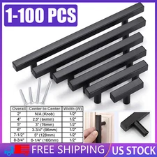 Black Square Modern Kitchen Cabinet Handles Bar Pulls Drawer Stainless Steel Lot