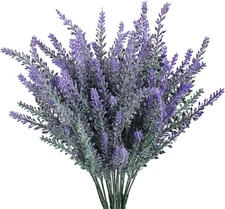 4Pcs Artificial Flowers Flocked Plastic Lavender Bundle Fake Plants Wedding Brid