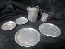 Vintage tin aluminum child play kitchen toys 6 pc Little Bo Peep 40s 50s