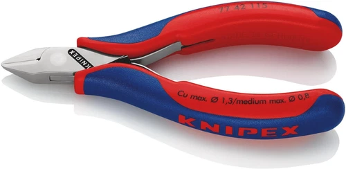 Elektronikseitenschneider L.115mm Form 4 Facette nein 2K-Hülle spiegelpol.KNIPEX