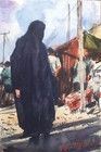 Original Watercolor Painting Small Art Outdoor market / 6