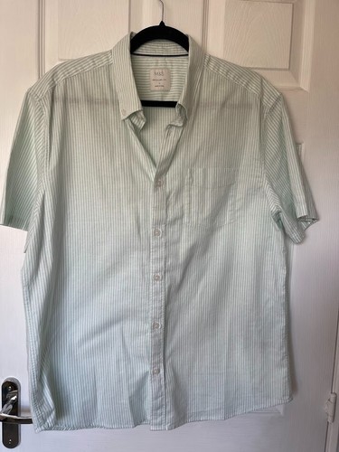 Marks & Spencer Men's Large Regular Fit Short-Sleeve Seersucker Stripe Shirt