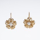 Orecchini donna pendenti fiore perle stile antico vintage anni 50 oro