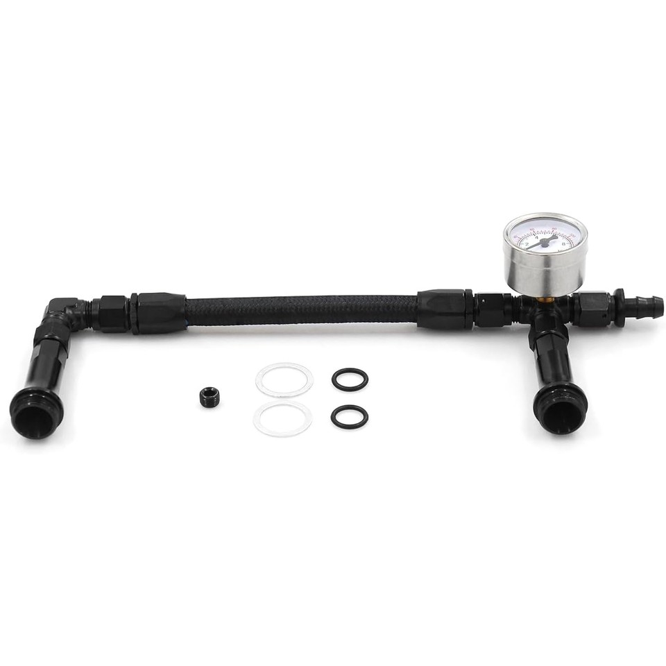 Braided AN6 Dual Feed Carb Fuel Line Double Pump with Pressure Gauge