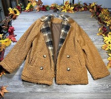 Sherpa Coat Size Large Women s Brown Jacket Teddy Bear Like Open Front Warm