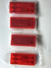 4 Pc 1 3/8" x 3 1/4"  RED Trailer Rectangle Rectangular Self Adhesive Reflectors