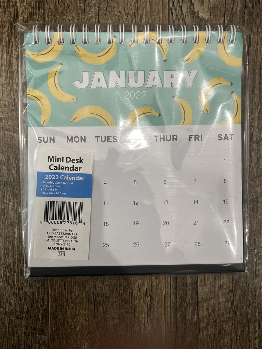 2022-monthly-desk-calendar-spiral-flip-stand-up-tent-6x6-5in-colorful-bananas-ebay