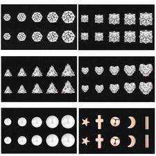 30 Pairs Silver Stud Earrings Set for Women, iF ME Hypoallergenic Cubic Zirco...