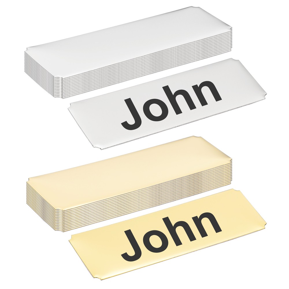 3x1 Laser Engraved Name Plates 30-Pack Silver Gold Notched Corner