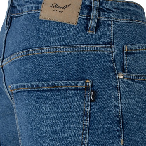 Reell Solide Denim Short Rétro Mid Bleu - Coupe Lâche 5 Pocket Jeans Short - Imagen 4 de 4