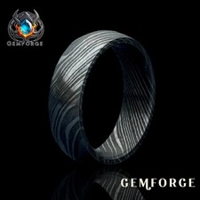 Damascus Rings Handmade Match His and Hers Wedding Anniversary Bands Christmas