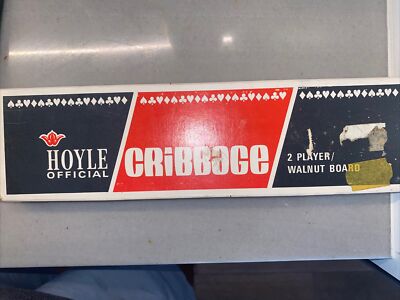 Vintage Hoyle Official Walnut Cribbage Board  2 Player No. 5061 Complete w/ Box
