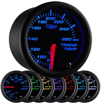 52mm GLOWSHIFT BLACK 7 COLOR ELECTRICAL TRANSMISSION TRANS TEMP