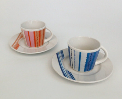 2er Set Kaffeetassen mit Untertasse aus Porzellan verziert Geschenkbox 2 gemischt