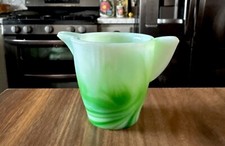 Vintage Akro Agate Interior Panel Jade Swirl Child  s Teapot NO LID EUC Creamer