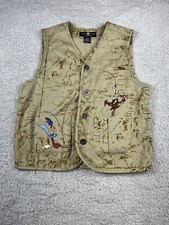 Vntg Warner Bros Looney Tunes Map Vest Women s Size Small