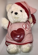 1985 Large Heart To Heart Baby Bear Red Striped w/Beating Heart Sewn Hat - 16