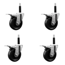 4 Inch Phenolic Swivel 3/4 Inch Expanding Stem Caster Set Total Lock Brake