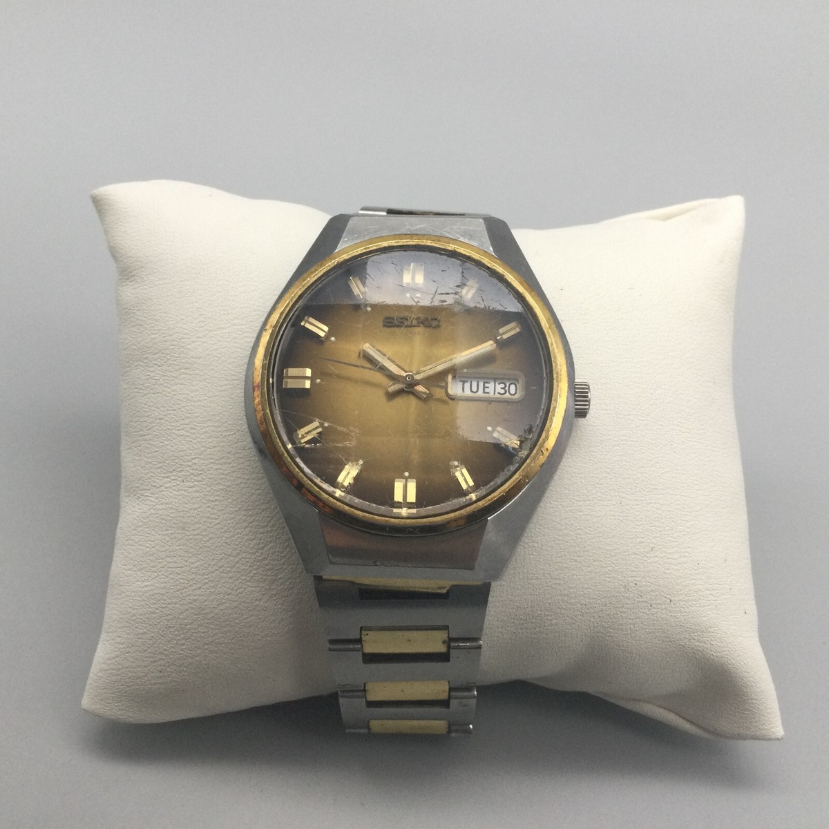 Vtg Seiko Automatic Watch Men Silver Gold Tone 6309-8099 Vtg Seiko Automatic Watch Men Silver Gold Tone 6309-8099