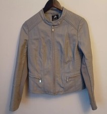 Atmosphere Womens Faux Leather Grey Biker Jacket Size Uk 10