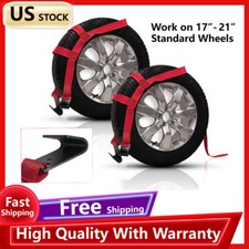 2pcs 17-21 Tow Dolly Basket Straps Tire Wheel Tie Down For Car Hauler Red