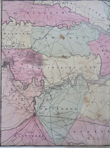 Peninsular Campaign Civil War Richmond Virginia 1864 Johnson & Ward map - Picture 2 of 6