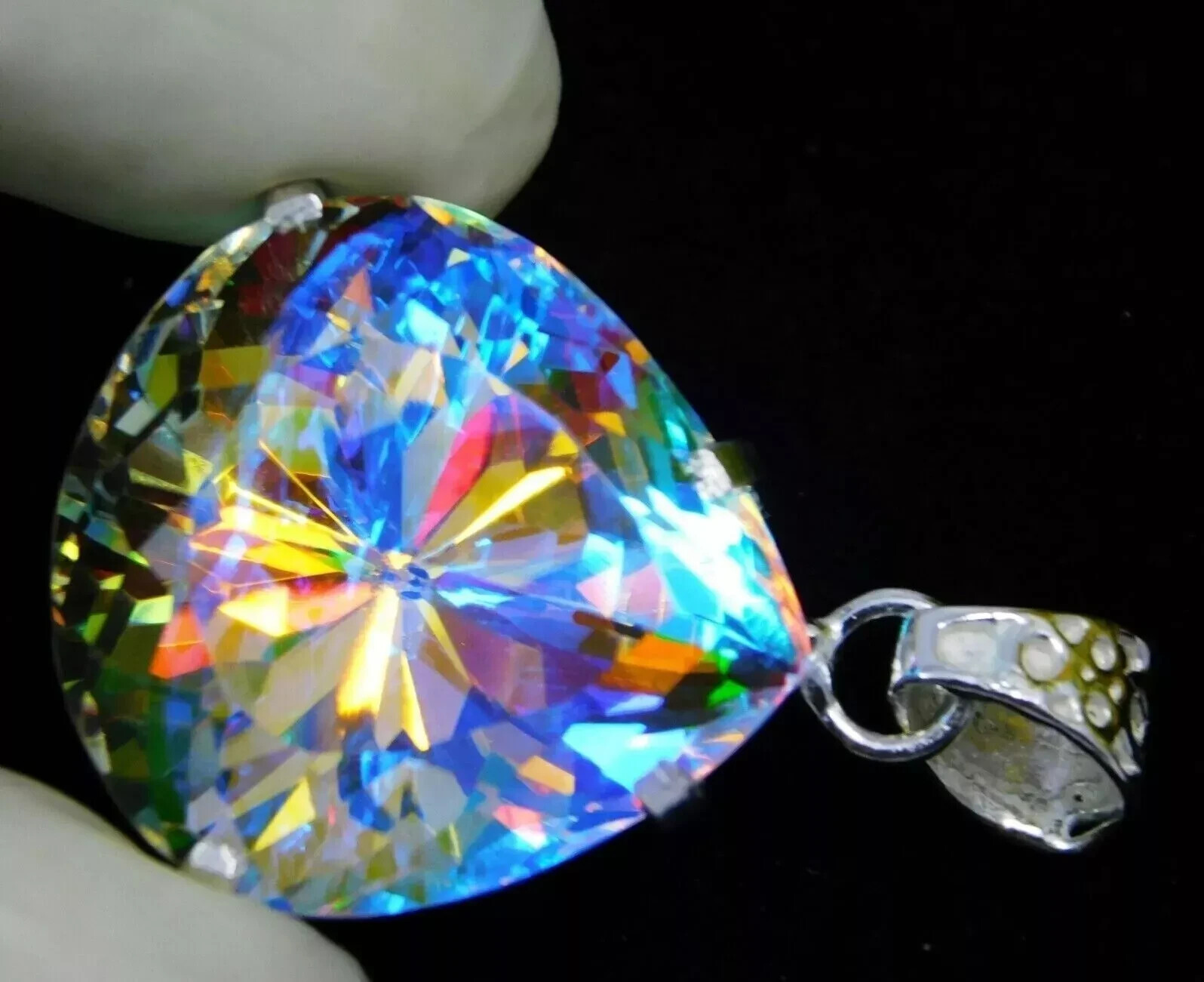 75.35 Ct EGL Certified Mystic Topaz 925 Silver Pendant Loose Gem