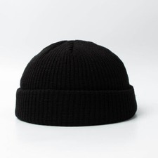 New Mini Short Fisherman Beanie Hat Winter Warm Knitted Ribbed Docker Skull Cap