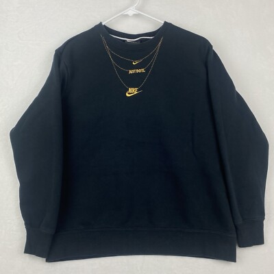 Nike Pullover Damen klein schwarz Logo Glam Dunk Gold Kette