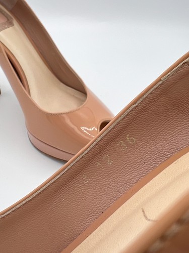 Christian Dior Heels Platform 36 / 3 Logo Nude Leather Peep Toe Stiletto Vintage - Picture 9 of 10