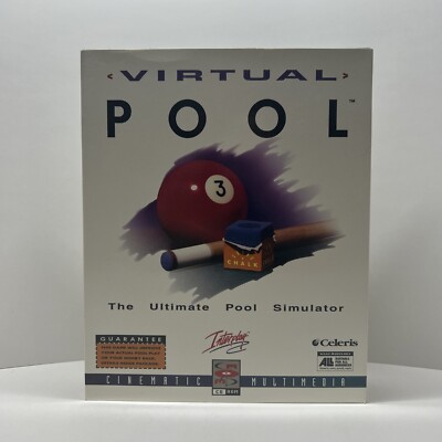 PC Game Virtual Pool CD-ROM DOS Big Box Complete 1995 Ultimate 3D Simulation