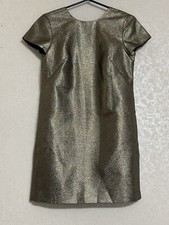 Madewell NWT Short Sleeve Metallic Gold Shimmer Lined Shift Mini Dress 0