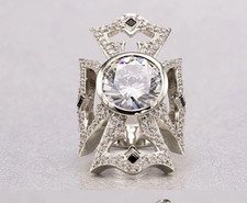 Art Deco Vintage Style 3Ct Lab Created Diamond Engagement 14K White Gold FN Ring