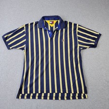 Tommy Hilfiger Polo Mens Large VTG 90s Blue Striped Embroidery Shirt