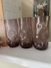 3 BLENKO Amethyst Crackle Glass Pinched Dimpled 6" Tumblers